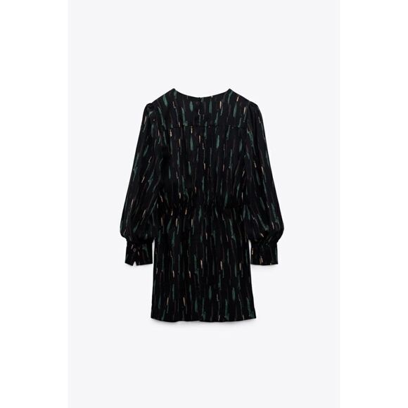 NWT Zara The Gabriela Dress Abstract Printed Long Sleeve Short Mini Dress, Small - Picture 8 of 14